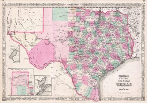 1866 Johnson Map of Texas