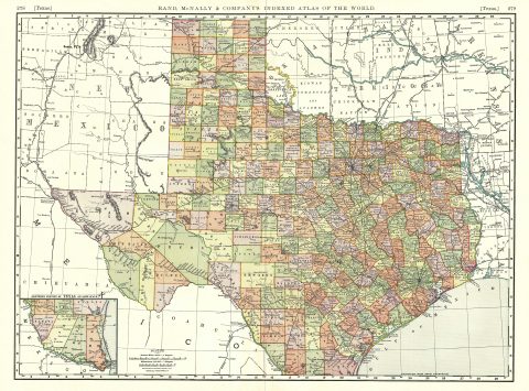 1892 Rand McNally Map of Texas