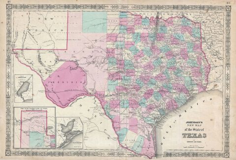 1864 Johnson Map of Texas