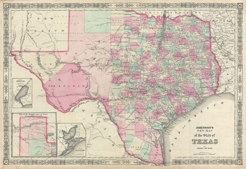1863 Johnson Map of Texas