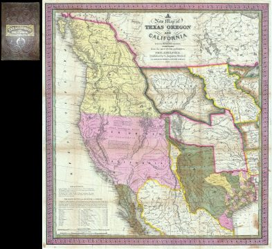 1846 Mitchell Pocket Map of Texas, Oregon and California