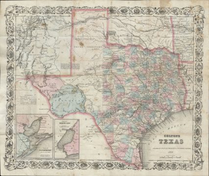 1870 Colton Pocket Map of Texas