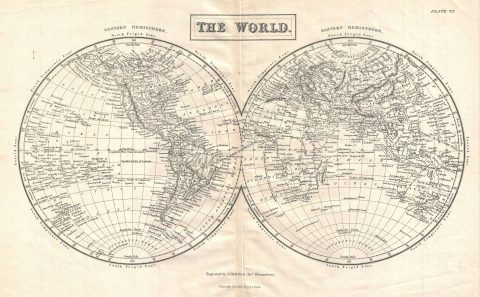 1860 Black Map of the World