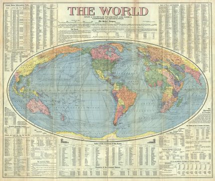 1910 Bullard Company Gazetteer Map of the World