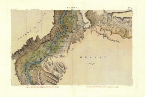 1817 Jacotin Napoleonic Era Map of the Nile Valley near Thebes / Luxor, Egypt
