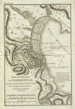 1784 Bocage Map of the Battle of Thermopylae Pass, Ancient Greece