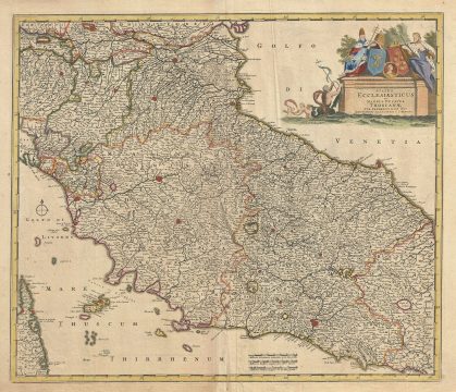 1721 De Wit Map of Central Italy (Tuscany and the Papal States)