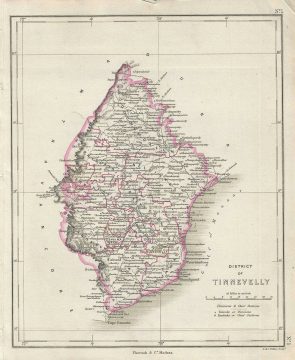 1854 Pharoah and Company Map of the Tirunelveli District, Tamil Nadu, India