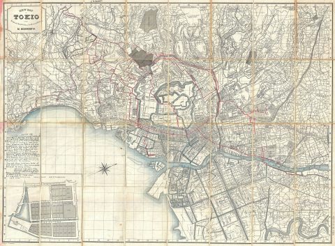 1886 Nakamura Pocket Map of Tokyo (printed in English)