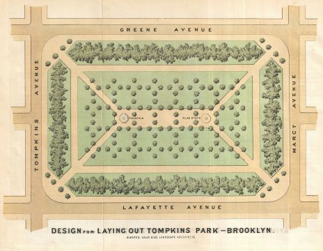 1871 Vaux and Olmsted Map of Von King Park or Tompkins Park, Brooklyn, New York