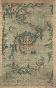 1830s Korean Manuscript Map of Tongyeong, Korea