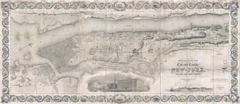 1840 Burr / Colton Topographical Map of New York City (Manhattan)