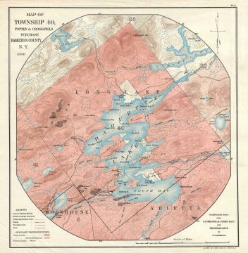 1900 Meekham Map of Raquette Lake, Hamilton County, New York