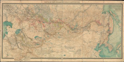 1911 Russian Alexei Ilyin Map of the Trans-Siberian Railway, Russia