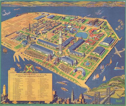 1940 Taylor View Map of Treasure Island, San Francisco (Golden Gate International Exposition)
