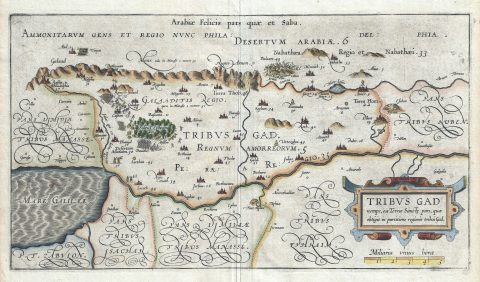 1590 Adrichem Map of the Tribe of Gad, Israel ( Sea of Galilee and lands south)