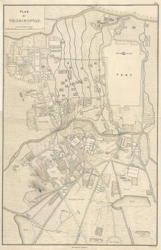 1854 Pharoah Map of Tiruchirappalli, Tamil Nadu, India (Trichy or Tiruchi)