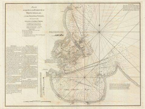 1794 Laurie and Whittle Nautical Map of Trincomalee, Ceylon (Sri Lanka)