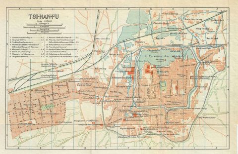 1924 Imperial Japanese Railway Map of Jinan or Chi-Nan-Fu or Tsi-Nan-Fu, China