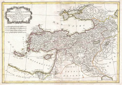 1771 Bonne Map of Turkey, Syria and Iraq