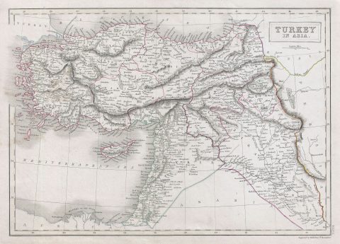 1840 Black Map of Turkey in Asia