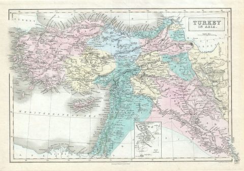1851 Black Map of Turkey in Asia