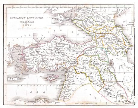 1835 Bradford Map of Turkey in Asia and the Caucases