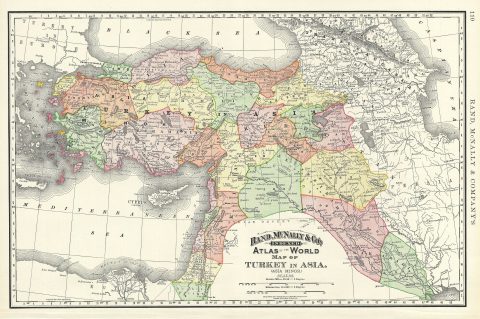 1892 Rand McNally Map of Turkey in Asia or Asia Minor