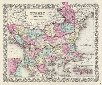 1856 Colton Map of Turkey in Europe, Macedonia, and the Balkans