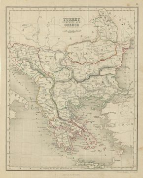 1845 Chambers Map of Turkey in Europe and Greece