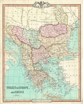 1850 Cruchley Map of European Turkey and Greece