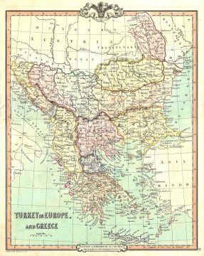 1852 Cruchley Map of European Turkey and Greece