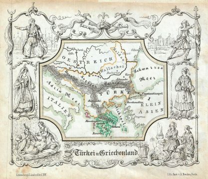 1846 Lowenberg Whimsical Map of Turkey and Greece