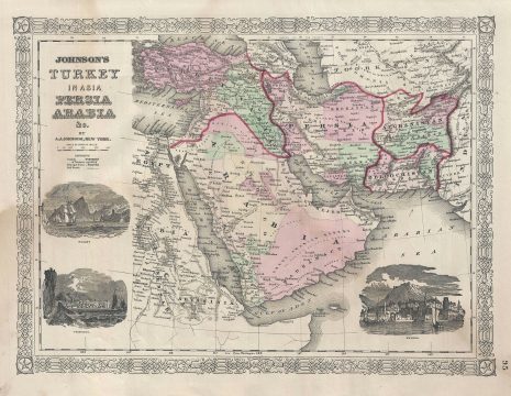 1866 Johnson Map of Arabia, Persia, Turkey and Afghanistan (with Iran and Iraq)