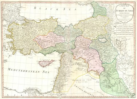 1794 d'Anville Map of Turkey, Iraq and Palestine