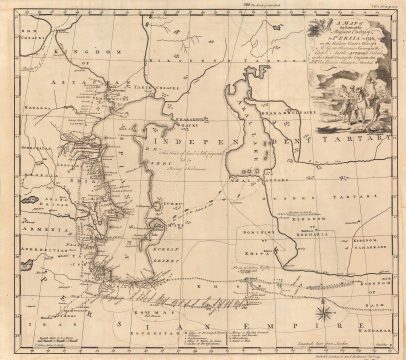 1762 Jonas Hanway Map of the Caspian Sea and the Aral Sea