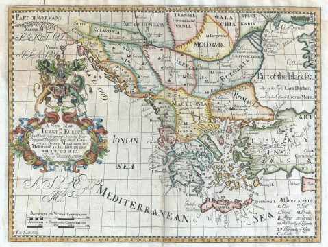1712 Wells Map of Greece, the Balkans, Macedonia and Turkey in Europe