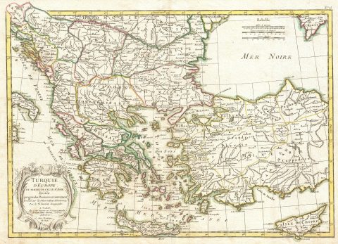 1771 Janvier Map of Greece, Turkey, Macedonia and the Balkans