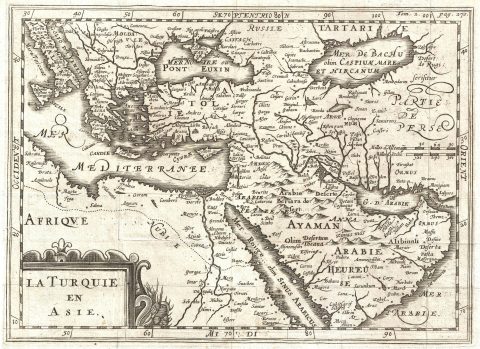1700 Martineau Map of Arabia, Turkey, Persia and Greece