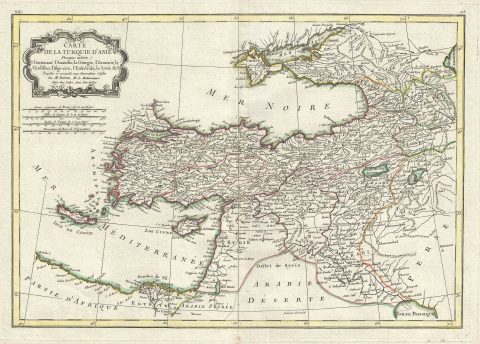 1771 Bonne Map of Turkey, Syria and Iraq (Asia Minor)