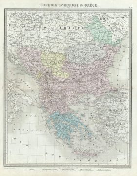 1874 Tardieu Map of Greece and the Balkans