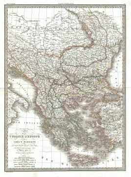 1832 Lapie Map of Greece and the Balkans