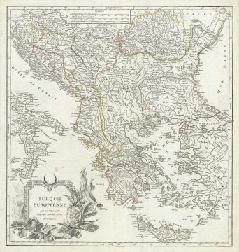 1755 Vaugondy Map of European Turkey, Greece and the Balkans