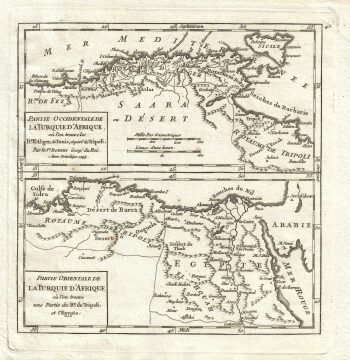 1749 Vaugondy Map of North Africa