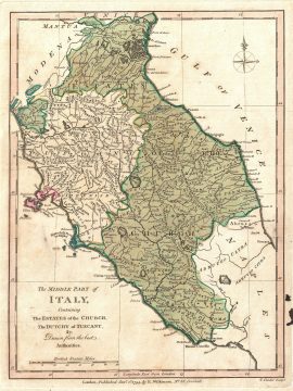 1794 Wilkinson Map of Tuscany and the Papal States, Italy