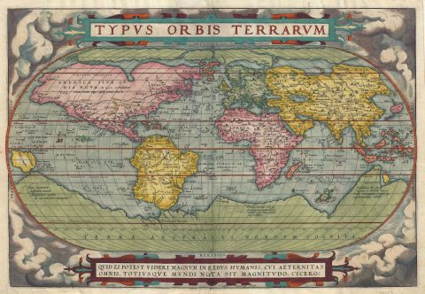 1570 Ortelius Map of the World (first edition)