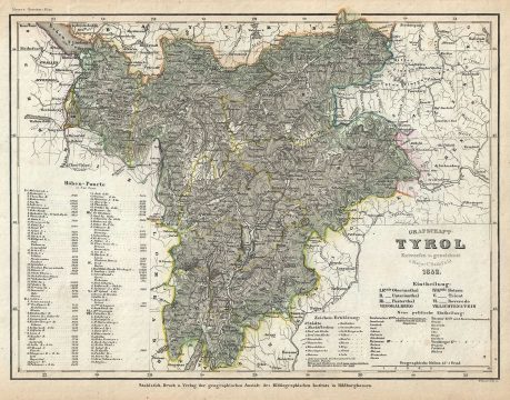 1852 Meyer Map of the County of Tyrol
