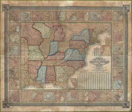 1843 Mitchell Wall Map of the United States (partial Republic of Texas)