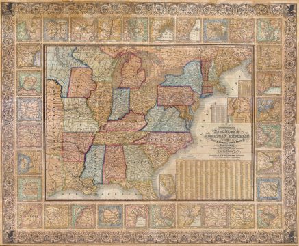 1845 Mitchell Wall Map of the United States (partial Republic of Texas)