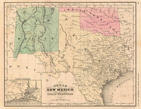 1872 McNally Map of Texas, New Mexico and Indian Territory (Oklahoma)